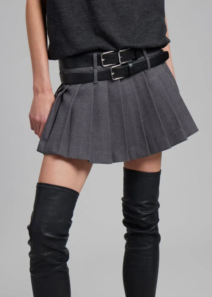 The Frankie Shop Willow Double Buckle Leather Belt 8211 Black Shop Accessories