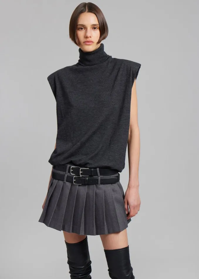 The Frankie Shop Willow Double Buckle Leather Belt 8211 Black Shop Accessories