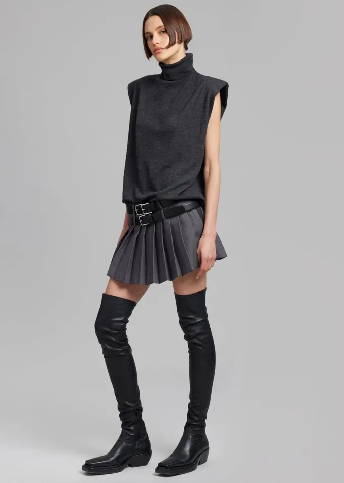 The Frankie Shop Willow Double Buckle Leather Belt 8211 Black Shop Accessories