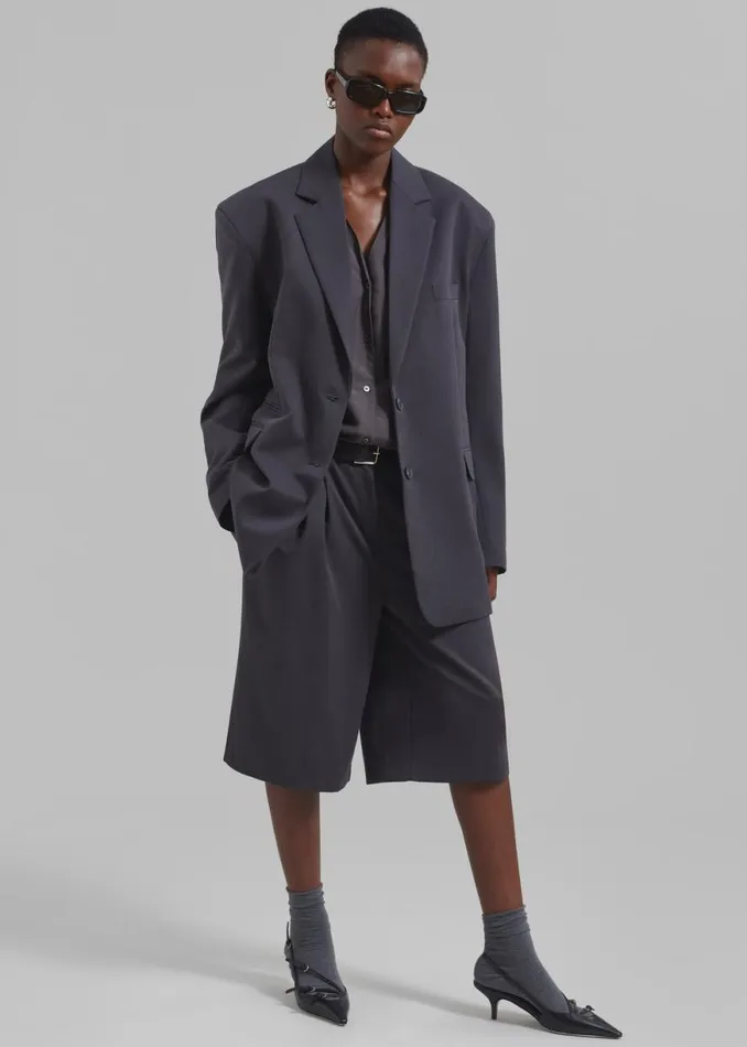 The Frankie Shop Wilma Blazer 8211 Charcoal Shop Outerwear