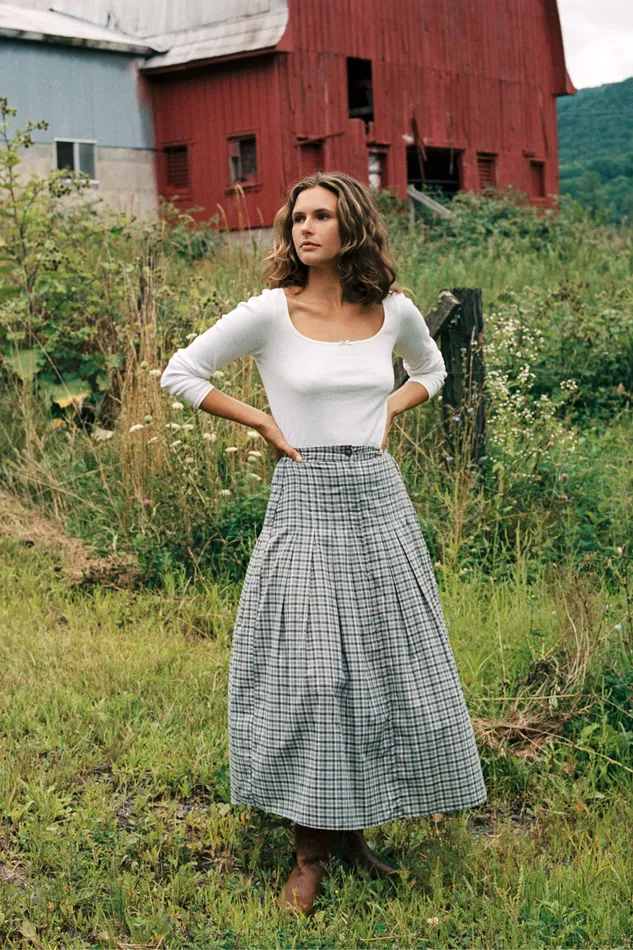 The Rhoda Skirt Slate Gingham Bottoms Christy Dawn Women