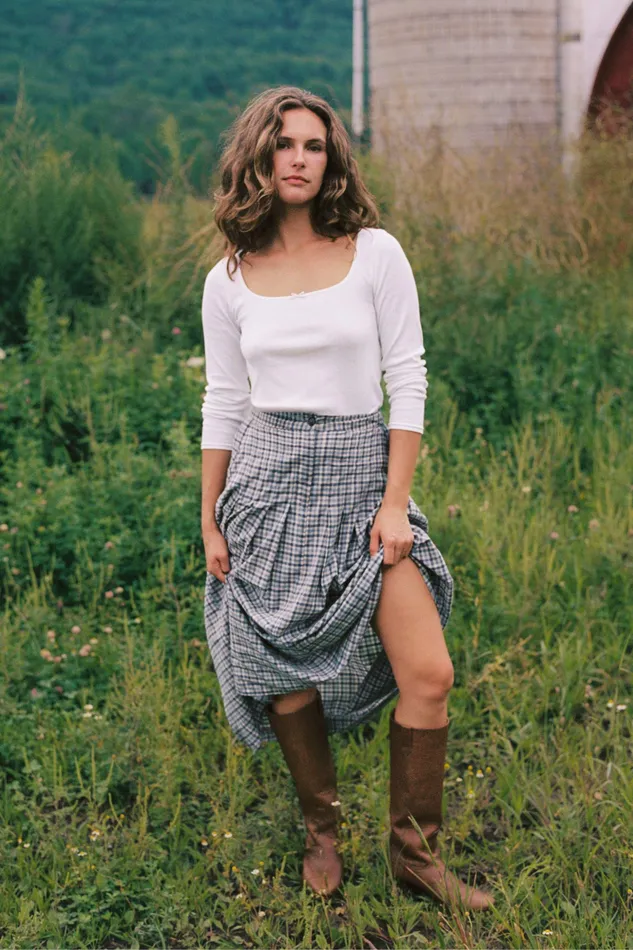 The Rhoda Skirt Slate Gingham Bottoms Christy Dawn Women