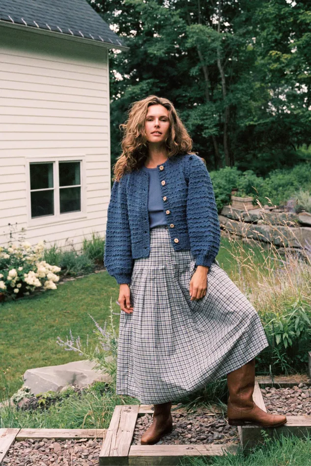 The Rhoda Skirt Slate Gingham Bottoms Christy Dawn Women