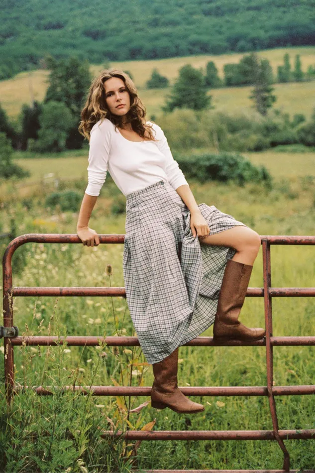 The Rhoda Skirt Slate Gingham Bottoms Christy Dawn Women