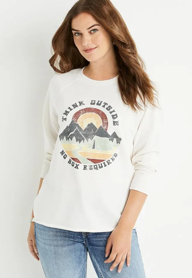 Think Outside Graphic Crew Neck Sweatshirt Women Maurices Tops