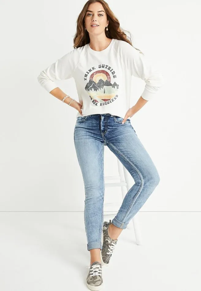Think Outside Graphic Crew Neck Sweatshirt Women Maurices Tops
