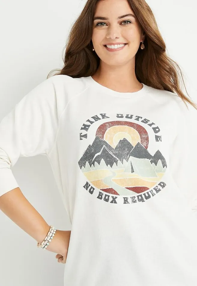 Think Outside Graphic Crew Neck Sweatshirt Women Maurices Tops