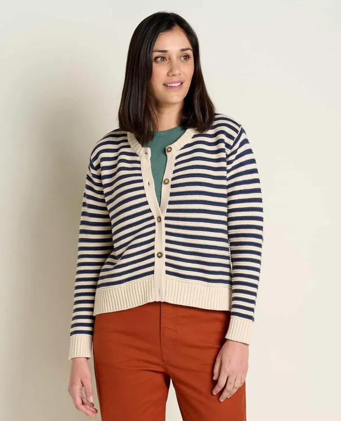 ToadandCo Sweaters Bianca Crew Cardigan True Navy Stripe 8211 Women039s