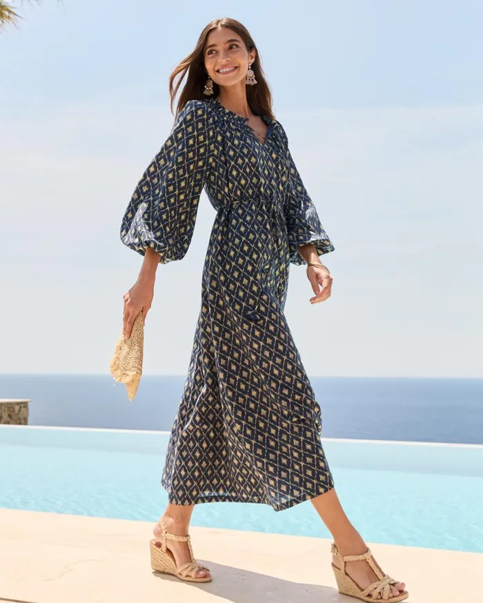 Tommy Bahama Dresses Diamond Cay LongSleeve Maxi Dress Coastline 8211 Women