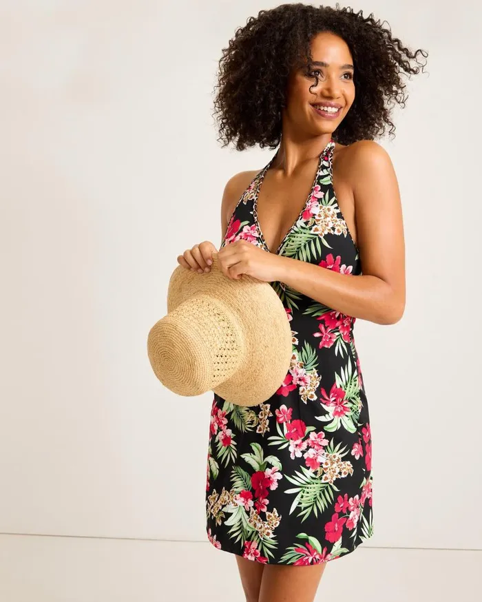 Tommy Bahama Dresses Lily Cat Halter Spa Coverup Dress Black 8211 Women