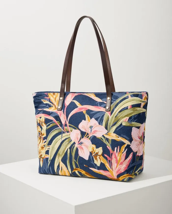 Tommy Bahama Handbags and Clutches Embroidered Tote Multi Floral Navy 8211 Women Tommy Bahama Handbags and Clutches Embroidered Tote Multi Floral Navy 8211 Women