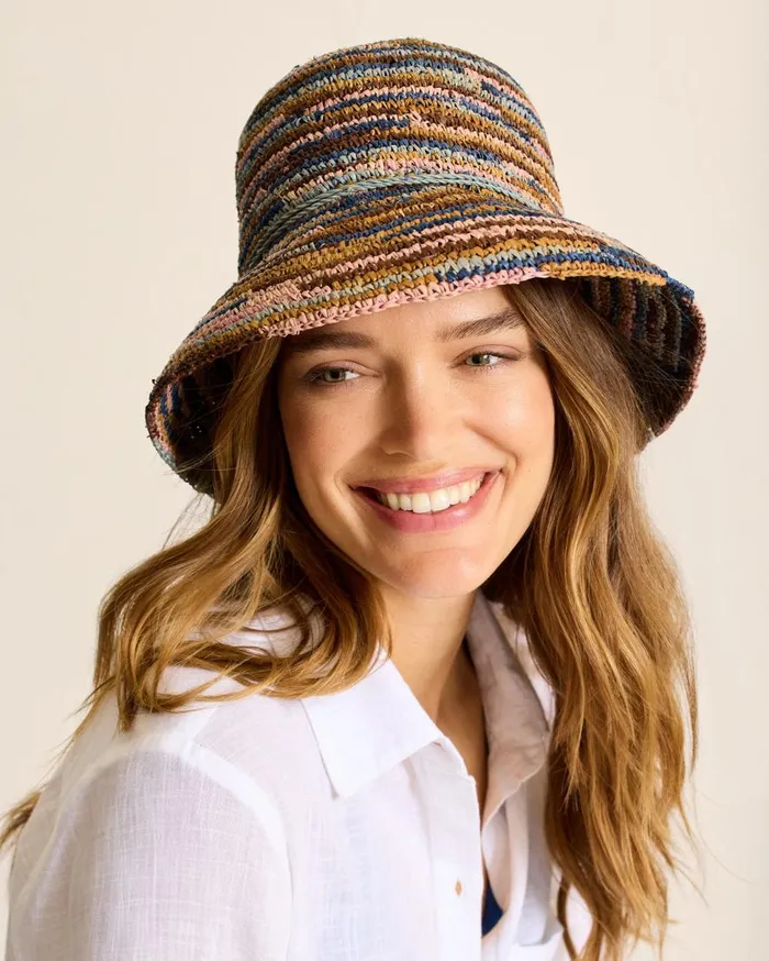 Tommy Bahama Hats and Caps Iris Raffia Bucket Hat Mixed Brown 8211 Women