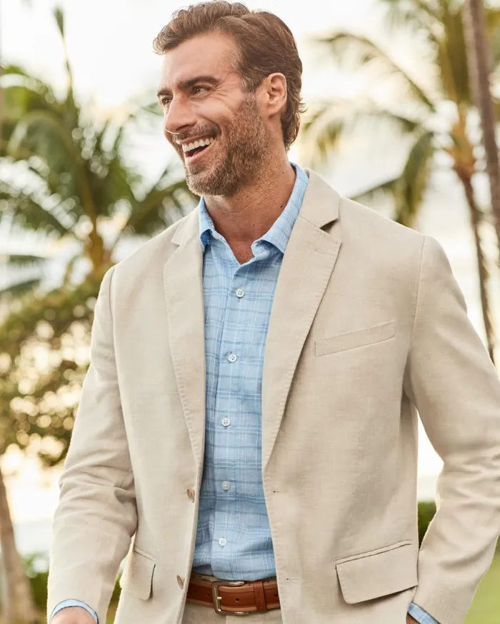 Tommy Bahama Jackets and Outerwear Latigo Beach LinenBlend Blazer Stone Khaki 8211 Men