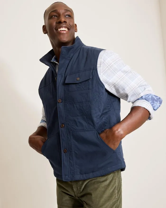 Tommy Bahama Jackets and Outerwear Palisades Palm Quilted Vest Maritime 8211 Men