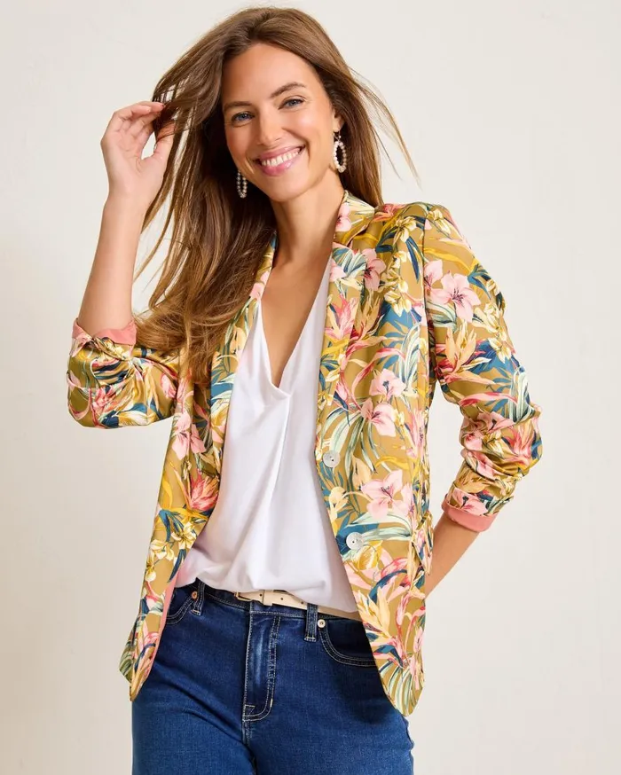 Tommy Bahama Jackets Flora Amora Satin Blazer Greek Olive 8211 Women