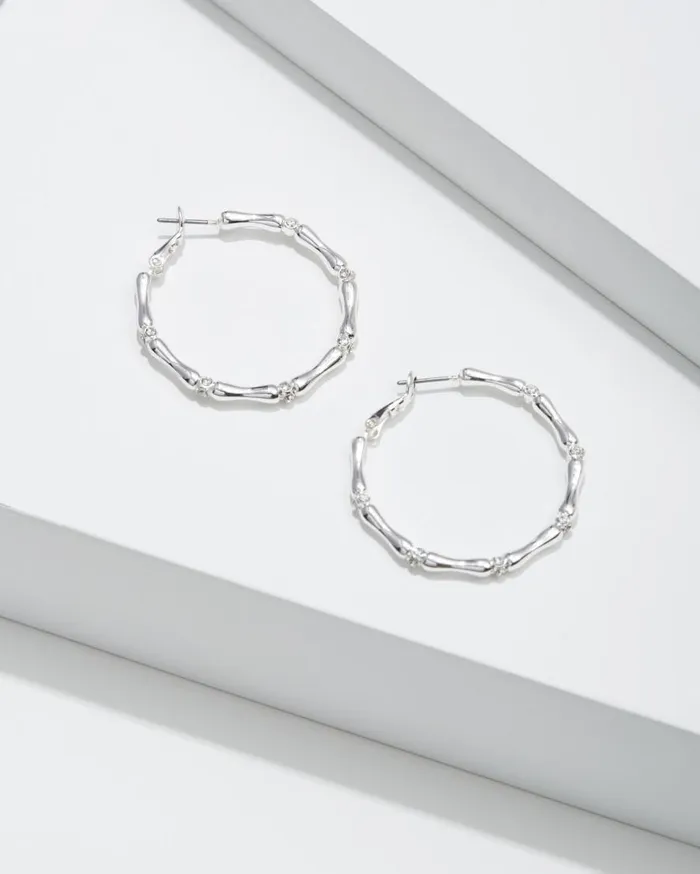 Tommy Bahama Jewelry Island Essence Bamboo Hoop Earrings Silver 8211 Women