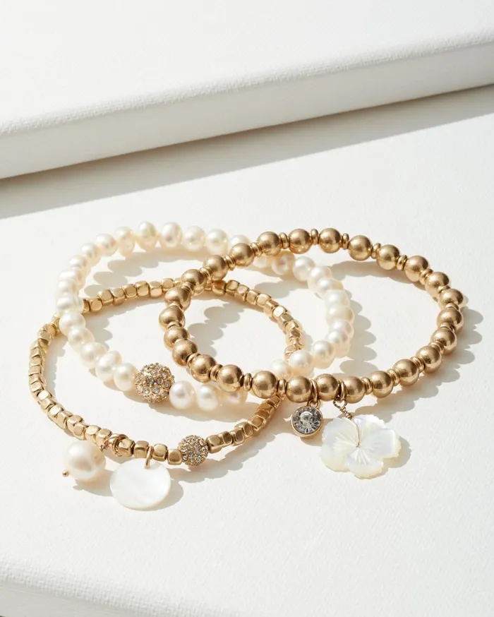 Tommy Bahama Jewelry Island Essence Stretch Charm Bracelet Set Gold 8211 Women