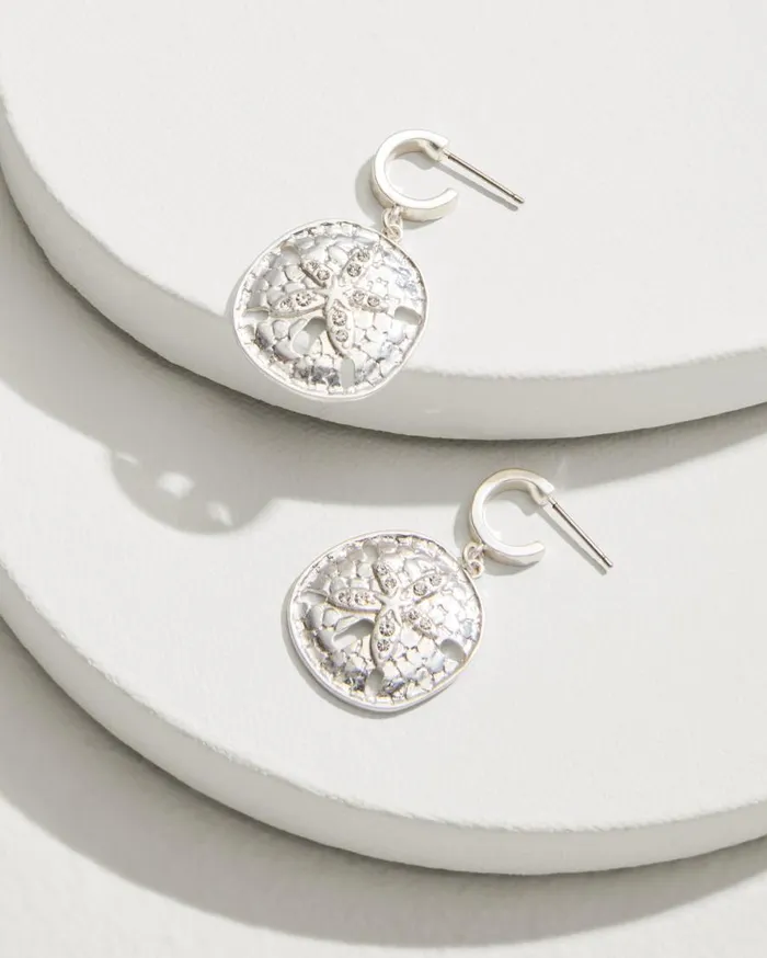 Tommy Bahama Jewelry Marco Island Sand Dollar Drop Hoop Earrings Silver 8211 Women