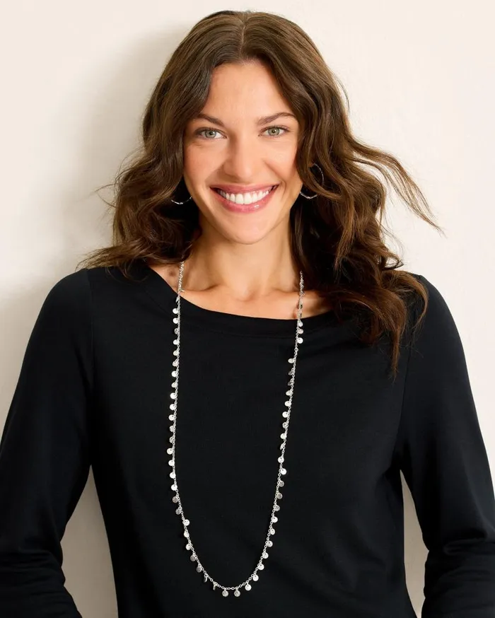 Tommy Bahama Jewelry Marco Island Textured Disc Station Necklace Silver 8211 Women