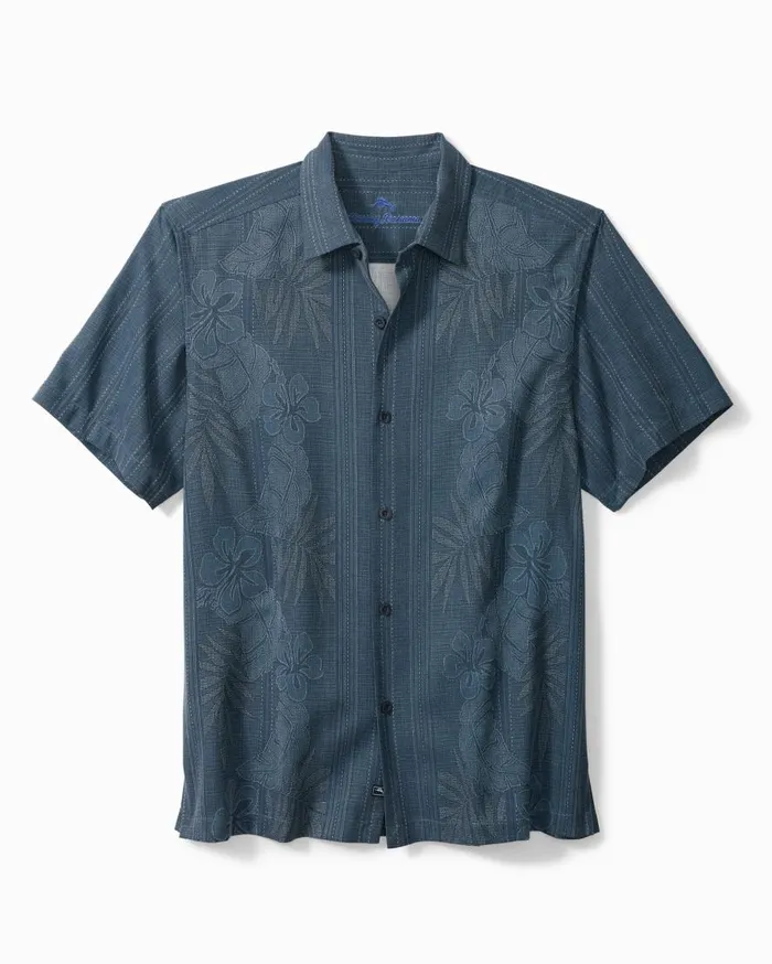Tommy Bahama Shirts Bali Border Silk Camp Shirt Navy 8211 Men