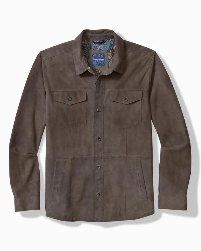 Tommy Bahama Shirts Boulder Ridge Suede Shirt Jacket Fog Grey 8211 Men