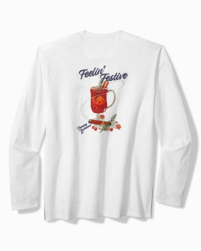 Tommy Bahama Shirts Feelin039 Festive LongSleeve Lux TShirt White 8211 Men