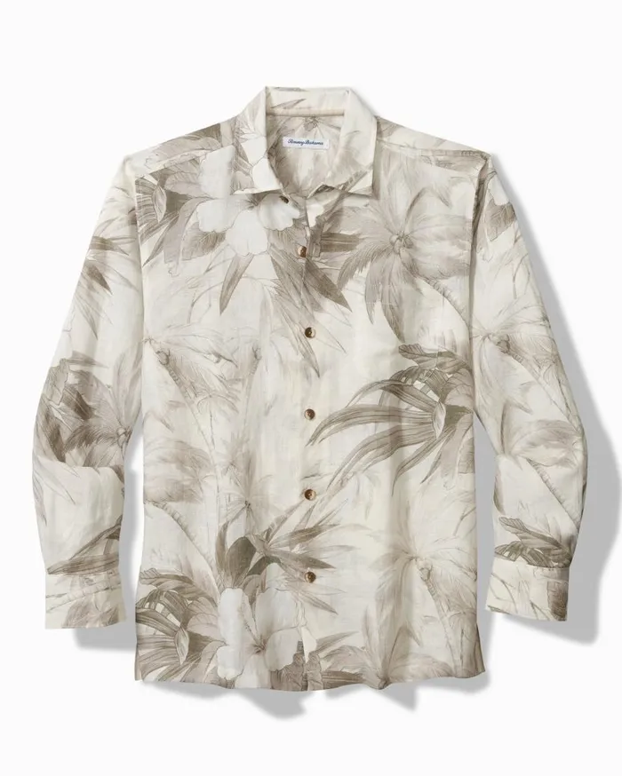Tommy Bahama Shirts Flora Oasis LongSleeve Linen Shirt Pure Khaki 8211 Men