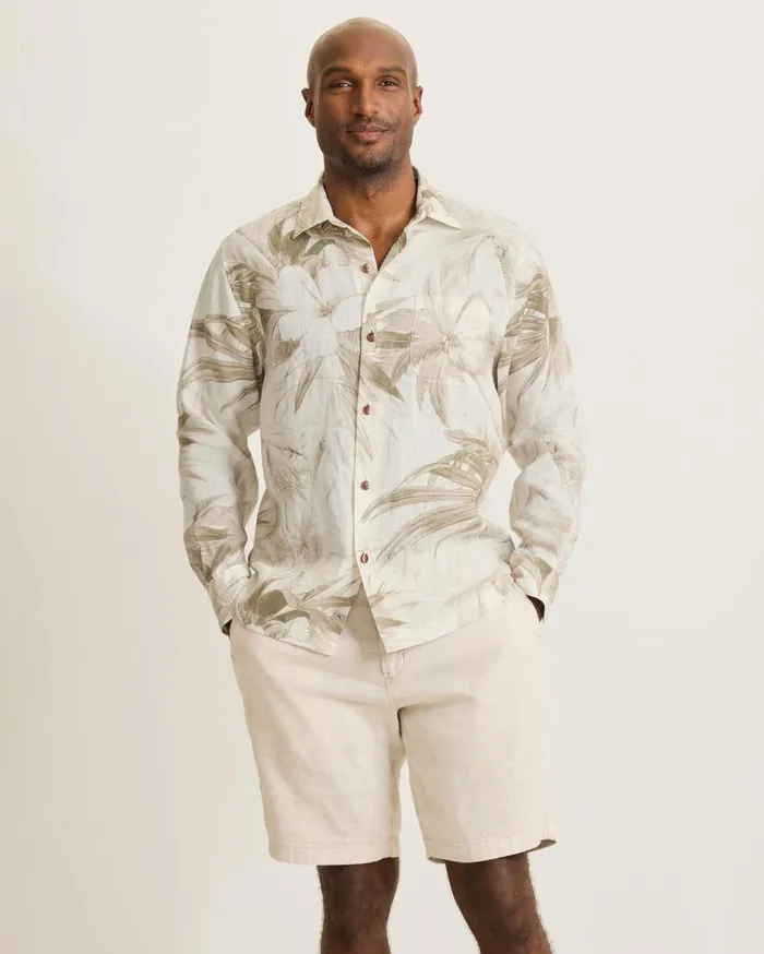 Tommy Bahama Shirts Flora Oasis LongSleeve Linen Shirt Pure Khaki 8211 Men Tommy Bahama Shirts Flora Oasis LongSleeve Linen Shirt Pure Khaki 8211 Men