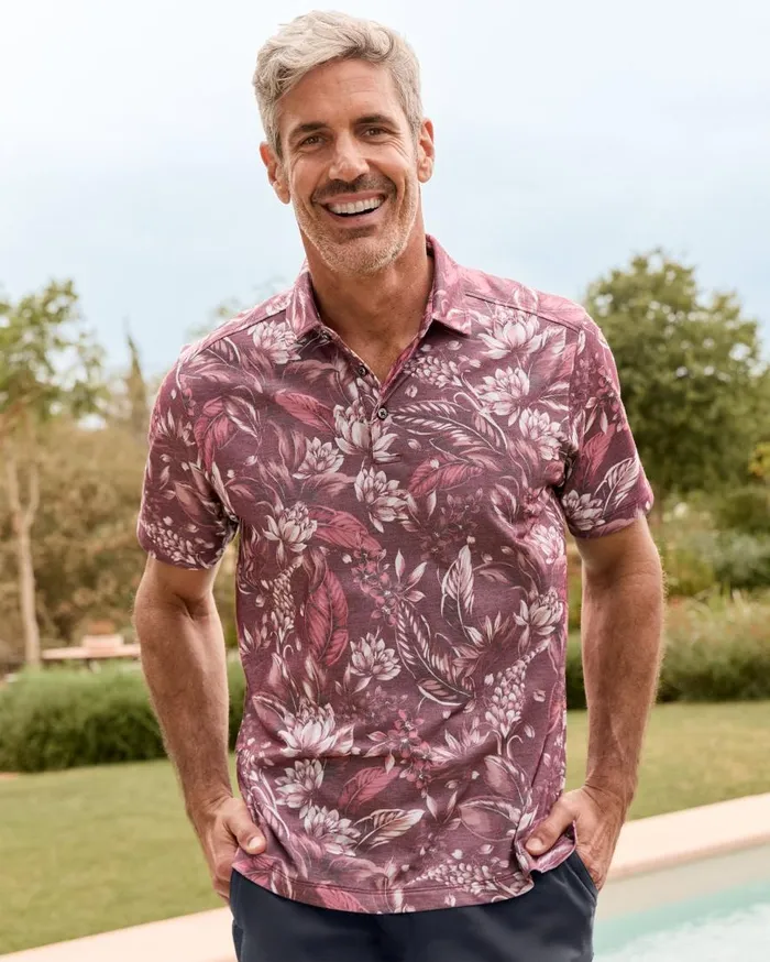 Tommy Bahama Shirts Midnight Excursions IslandZone Polo Cherry Stone 8211 Men Tommy Bahama Shirts Midnight Excursions IslandZone Polo Cherry Stone 8211 Men