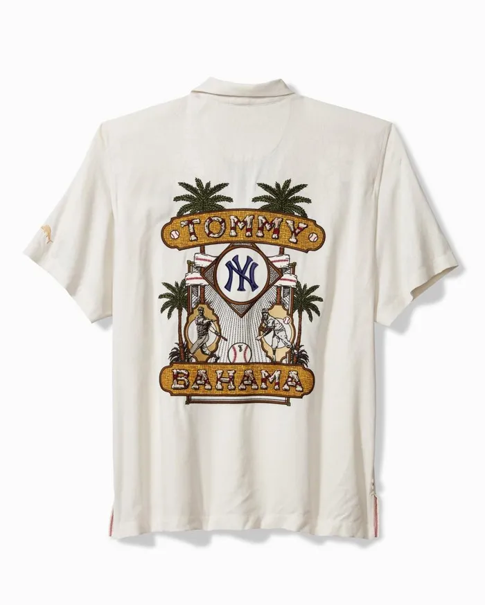 Tommy Bahama Shirts MLB Pitcher039s Paradiso Silk Camp Shirt Newyorkyankees 8211 Men