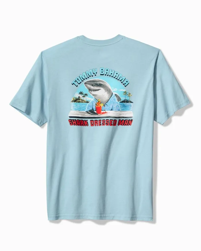 Tommy Bahama Shirts Shark Dressed Man Graphic TShirt Blue Stream 8211 Men