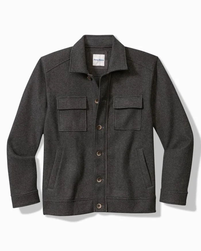 Tommy Bahama Shirts Silver Lake CPO Shirt Jacket Coal 8211 Men
