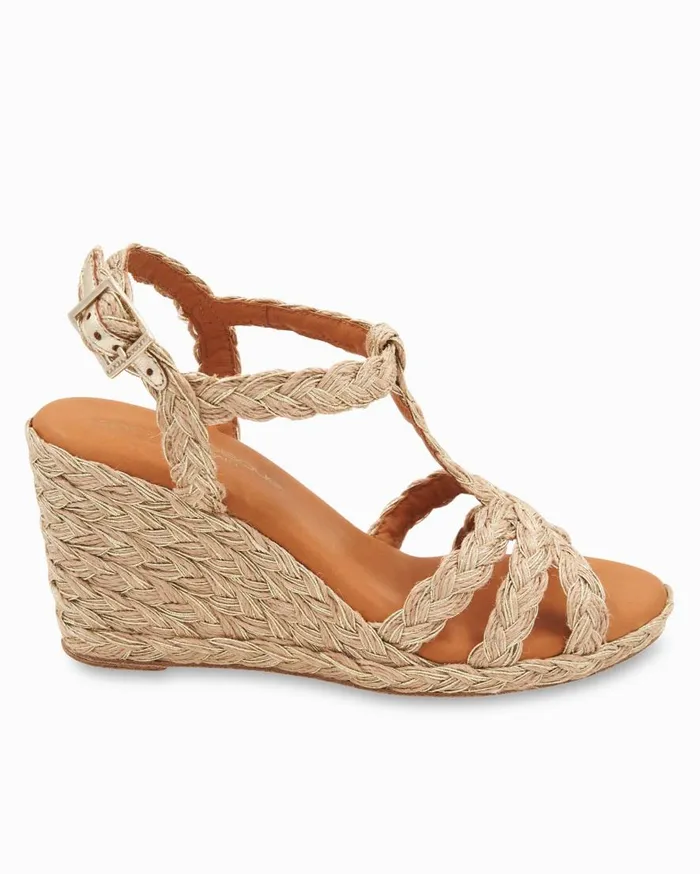 Tommy Bahama Shoes and Sandals Andr Assous Madina Raffia Wedge Sandals Gold 8211 Women