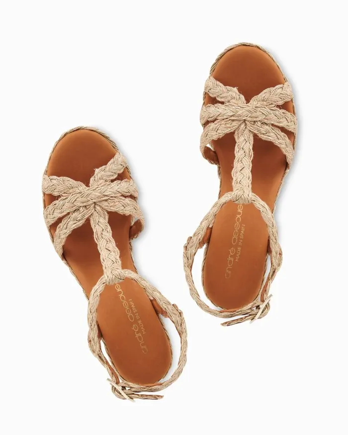 Tommy Bahama Shoes and Sandals Andr Assous Madina Raffia Wedge Sandals Gold 8211 Women