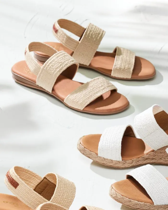 Tommy Bahama Shoes and Sandals Andr Assous Nigella Stretch Raffia Featherweights Sandals Natural 8211 Women