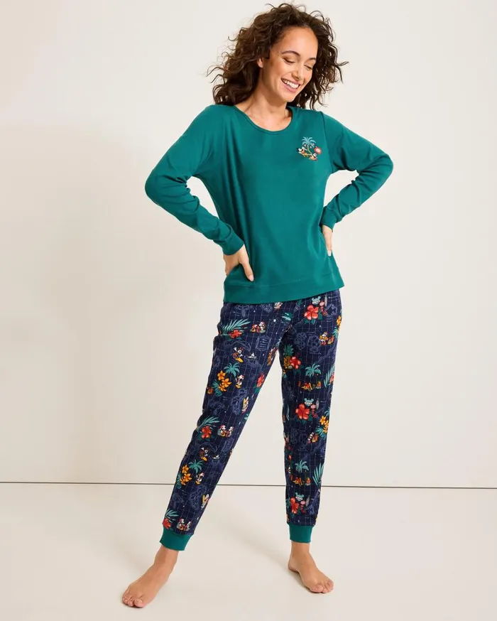 Tommy Bahama Sleepwear Disney Long Sleeve and Pants Family Pajama Set Tropical Teal 8211 Women