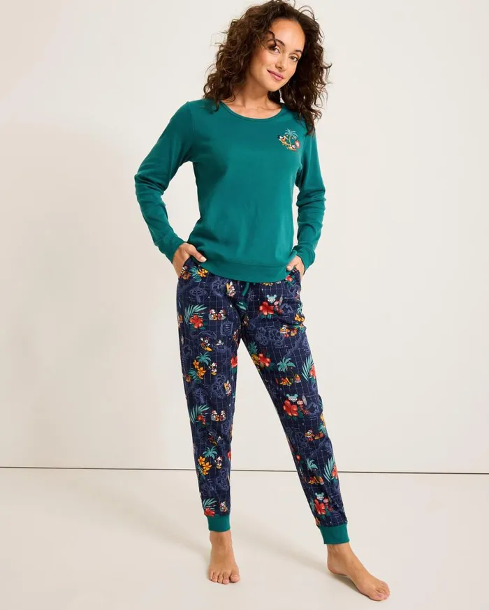 Tommy Bahama Sleepwear Disney Long Sleeve and Pants Family Pajama Set Tropical Teal 8211 Women