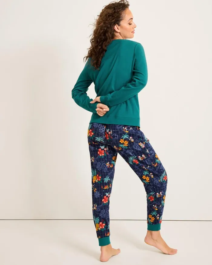 Tommy Bahama Sleepwear Disney Long Sleeve and Pants Family Pajama Set Tropical Teal 8211 Women
