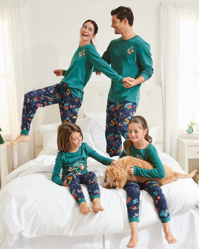 Tommy Bahama Sleepwear Disney Long Sleeve and Pants Family Pajama Set Tropical Teal 8211 Women