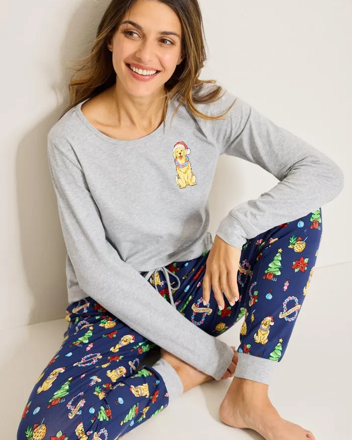 Tommy Bahama Sleepwear Holiday Dog Long Sleeve and Pants Family Pajama Set Island Navy 8211 Women Tommy Bahama Sleepwear Holiday Dog Long Sleeve and Pants Family Pajama Set Island Navy 8211 Women