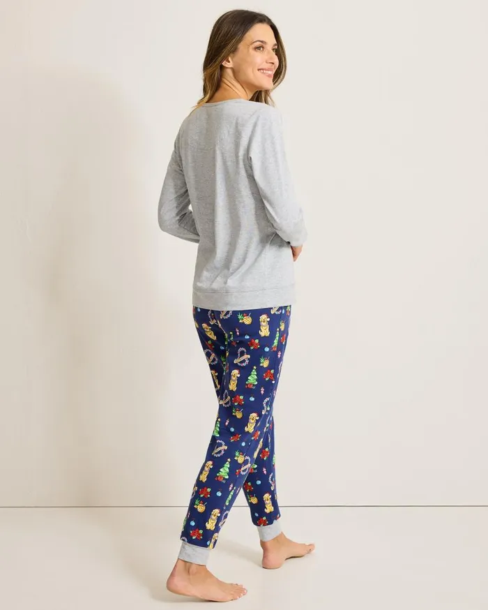 Tommy Bahama Sleepwear Holiday Dog Long Sleeve and Pants Family Pajama Set Island Navy 8211 Women Tommy Bahama Sleepwear Holiday Dog Long Sleeve and Pants Family Pajama Set Island Navy 8211 Women