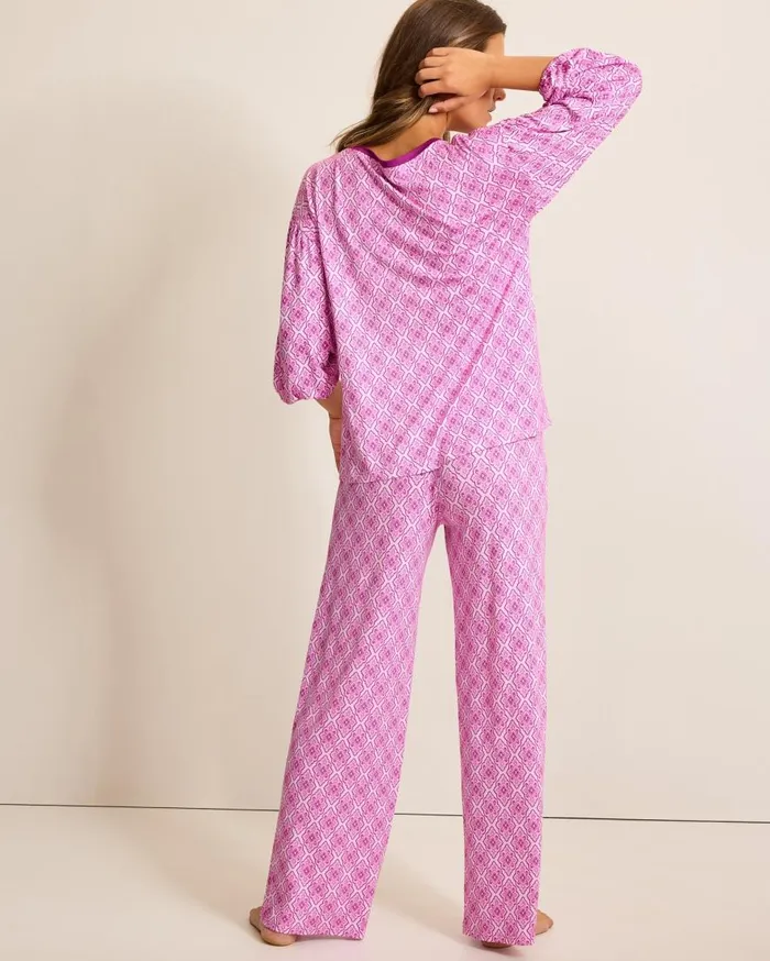 Tommy Bahama Sleepwear Jersey 34Sleeve and Pants Pajama Set Iced Purple 8211 Women