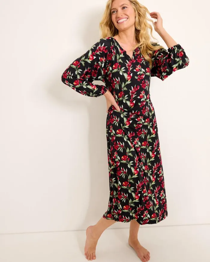 Tommy Bahama Sleepwear Jersey LongSleeve Maxi Sleep Dress Black Cherry 8211 Women Tommy Bahama Sleepwear Jersey LongSleeve Maxi Sleep Dress Black Cherry 8211 Women