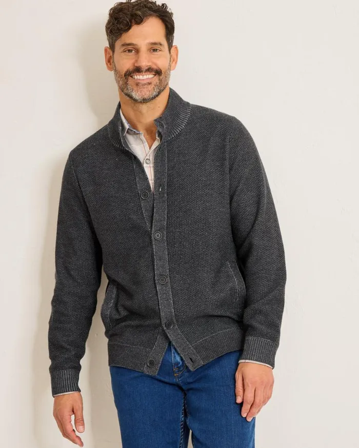 Tommy Bahama Sweaters Crescent Shore IslandZone ButtonMock Cardigan Charcoal 8211 Men Tommy Bahama Sweaters Crescent Shore IslandZone ButtonMock Cardigan Charcoal 8211 Men