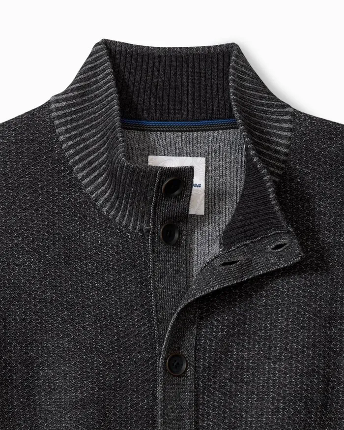 Tommy Bahama Sweaters Crescent Shore IslandZone ButtonMock Cardigan Charcoal 8211 Men Tommy Bahama Sweaters Crescent Shore IslandZone ButtonMock Cardigan Charcoal 8211 Men