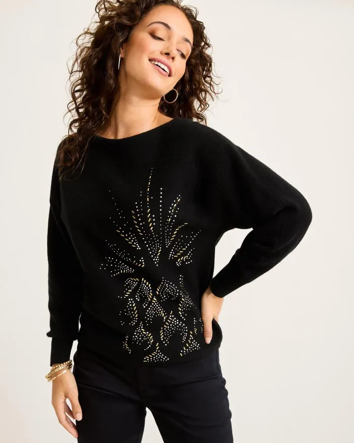 Tommy Bahama Sweaters Embellished Pineapple CashmereBlend Sweater Black 8211 Women Tommy Bahama Sweaters Embellished Pineapple CashmereBlend Sweater Black 8211 Women