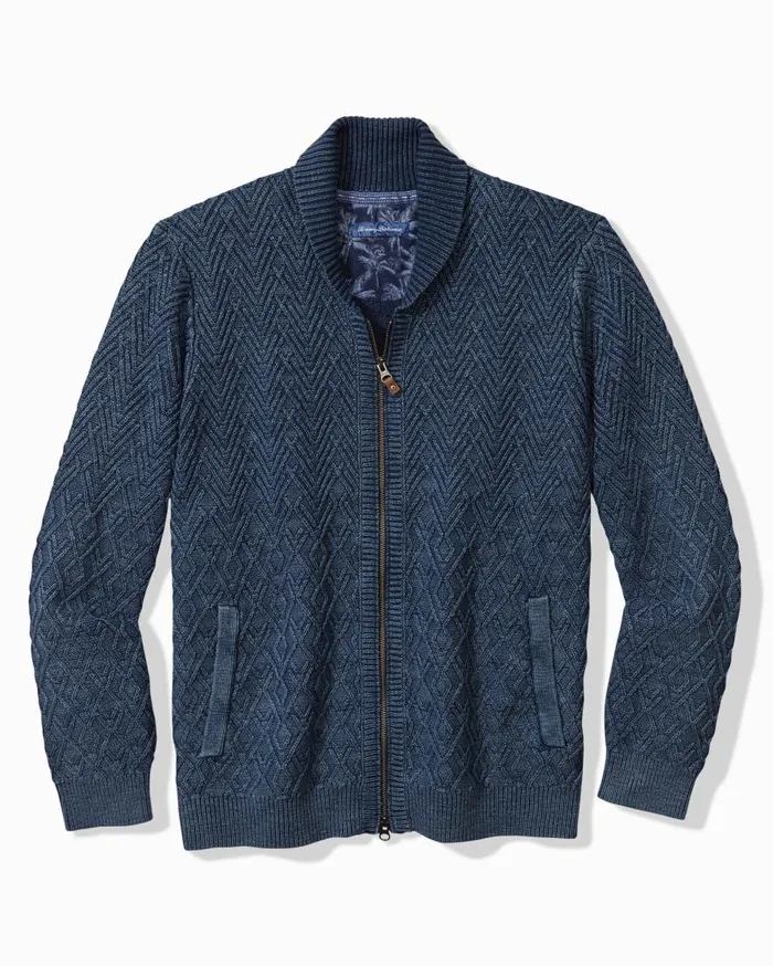 Tommy Bahama Sweaters Sunbreak FullZip Sweater Coastline 8211 Men