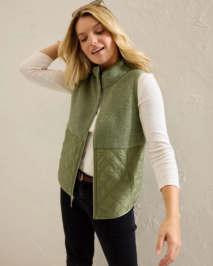 Tommy Bahama Sweatshirts Faux Sherpa Hybrid Vest Dusty Thyme 8211 Women Tommy Bahama Sweatshirts Faux Sherpa Hybrid Vest Dusty Thyme 8211 Women