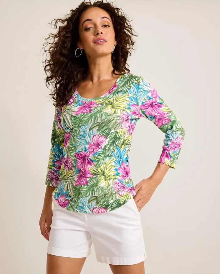 Tommy Bahama Tops and Shirts Ashby Isles Jungle Jewels 34Sleeve TShirt Coconut 8211 Women