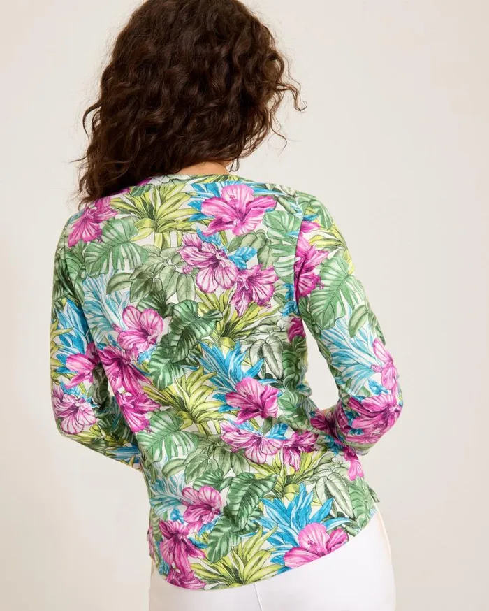 Tommy Bahama Tops and Shirts Ashby Isles Jungle Jewels 34Sleeve TShirt Coconut 8211 Women